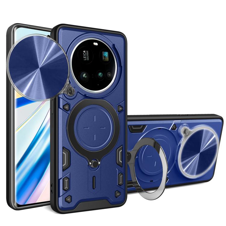 

For Xiaomi 15 Ultra CD Texture Sliding Camshield Magnetic Holder Phone Case(Blue)