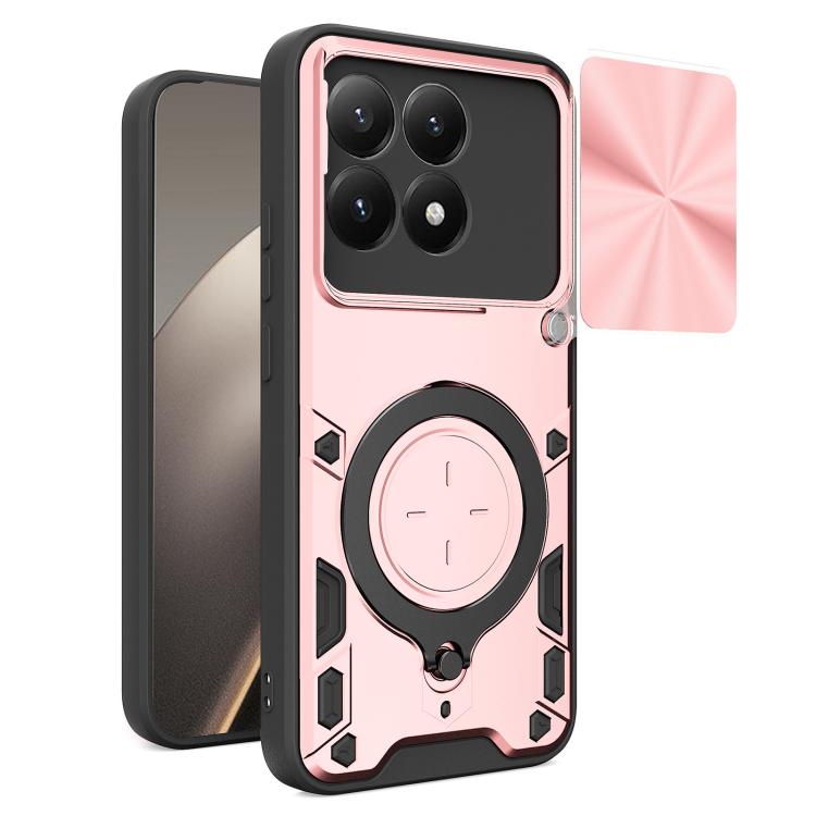 

For Xiaomi 15T 5G CD Texture Sliding Camshield Magnetic Holder Phone Case(Pink)