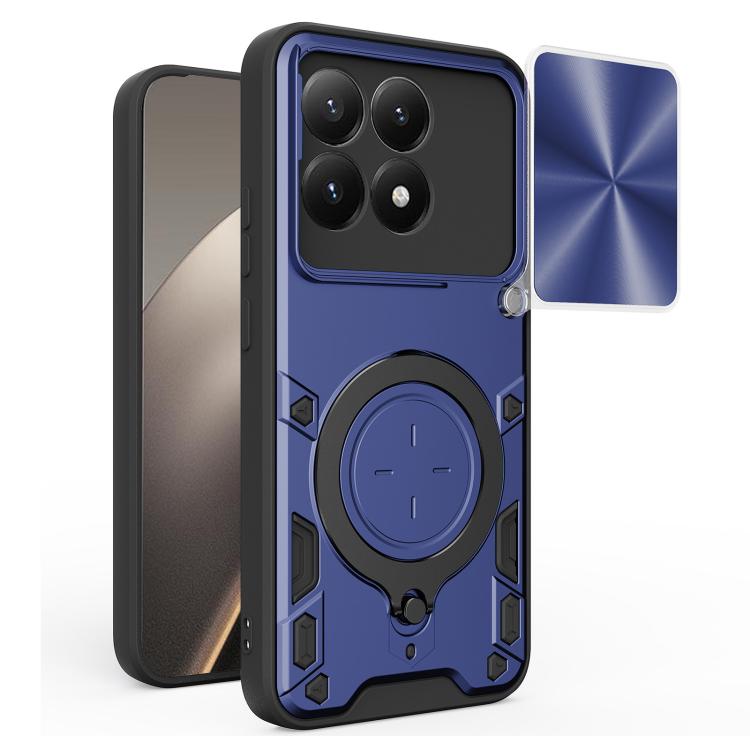 

For Xiaomi 15T 5G CD Texture Sliding Camshield Magnetic Holder Phone Case(Blue)