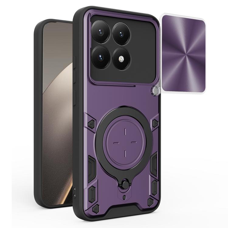 

For Xiaomi 15T 5G CD Texture Sliding Camshield Magnetic Holder Phone Case(Purple)