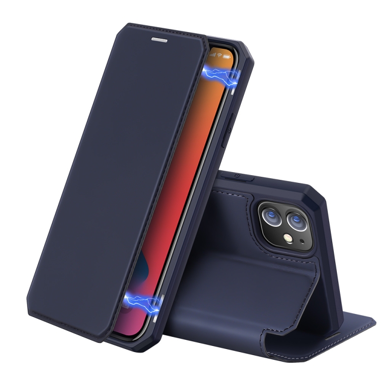 

For iPhone 12 mini DUX DUCIS Skin X Series PU + TPU Horizontal Flip Leather Case with Holder & Card Slots(Blue)