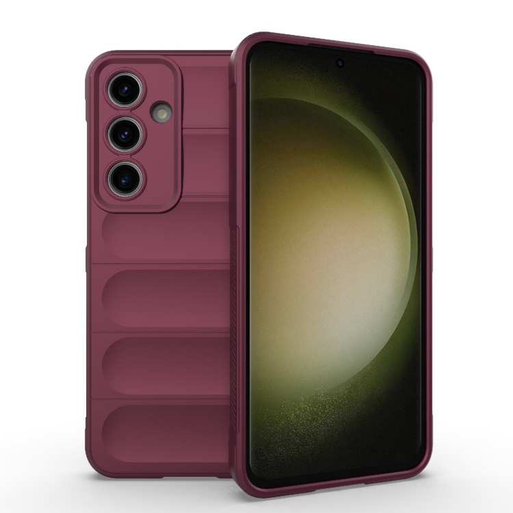 

For Samsung Galaxy S24 FE 5G Magic Shield TPU + Flannel Phone Case(Wine Red)