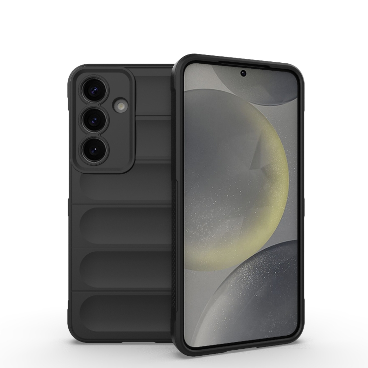 

For Samsung Galaxy S25 5G Magic Shield TPU + Flannel Phone Case(Black)