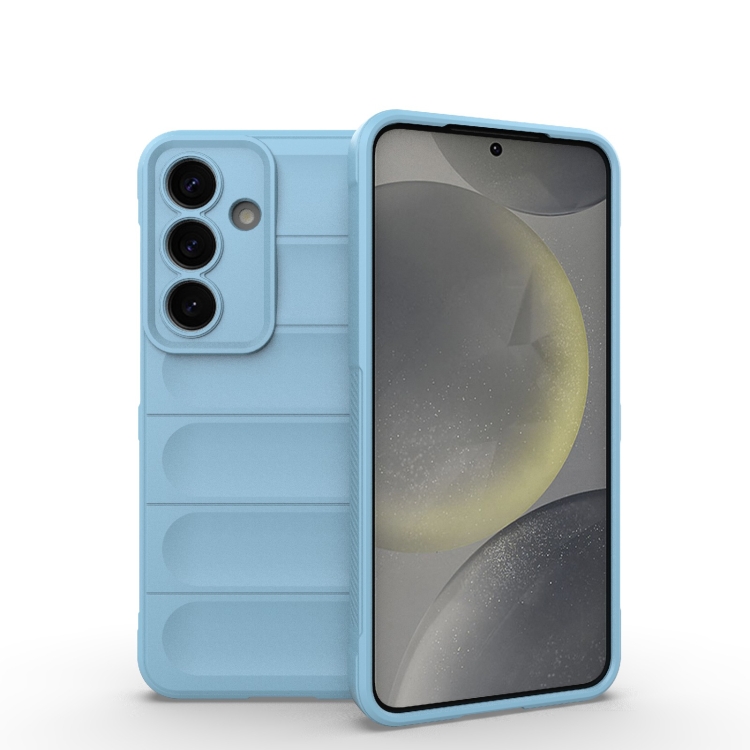 

For Samsung Galaxy S25 5G Magic Shield TPU + Flannel Phone Case(Light Blue)