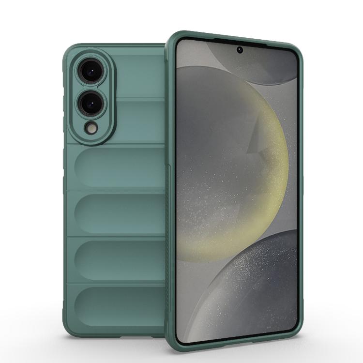 

For Samsung Galaxy S25 Edge 5G Magic Shield TPU + Flannel Phone Case(Dark Green)