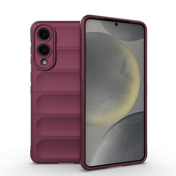 

For Samsung Galaxy S25 Edge 5G Magic Shield TPU + Flannel Phone Case(Wine Red)