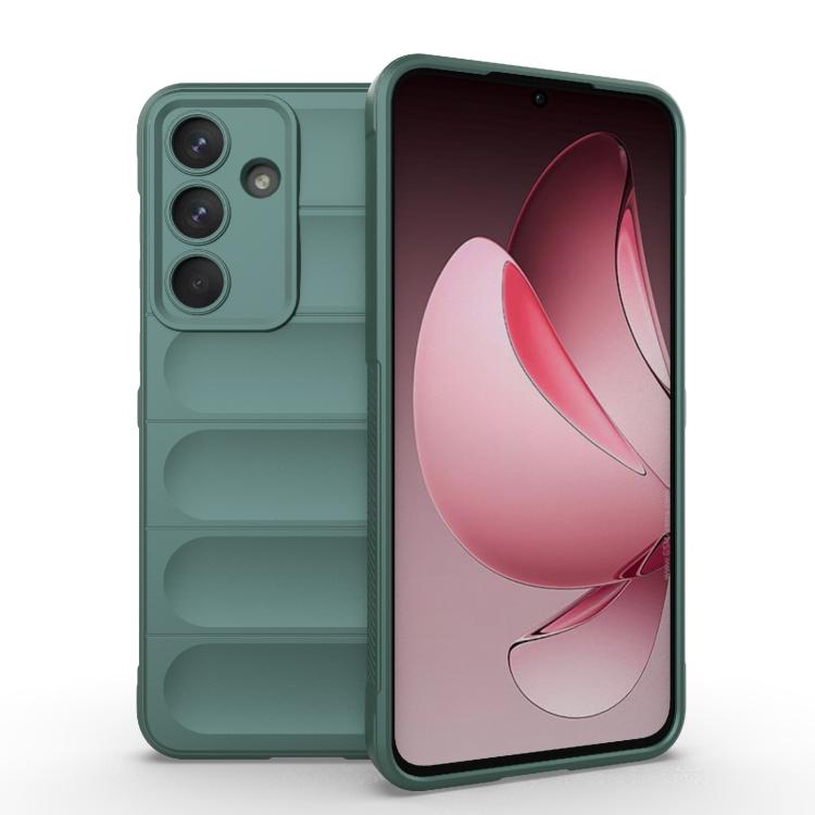 

For Samsung Galaxy S25 FE 5G Magic Shield TPU + Flannel Phone Case(Dark Green)