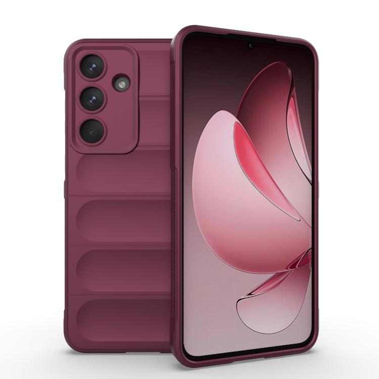 

For Samsung Galaxy S25 FE 5G Magic Shield TPU + Flannel Phone Case(Wine Red)