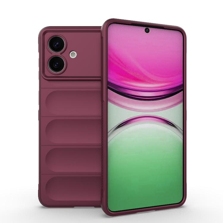 

For Samsung Galaxy S26 Edge 5G Magic Shield TPU + Flannel Phone Case(Wine Red)