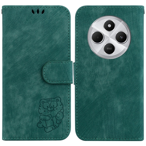 

For Redmi 14C 4G Little Tiger Embossed Leather Phone Case(Green)