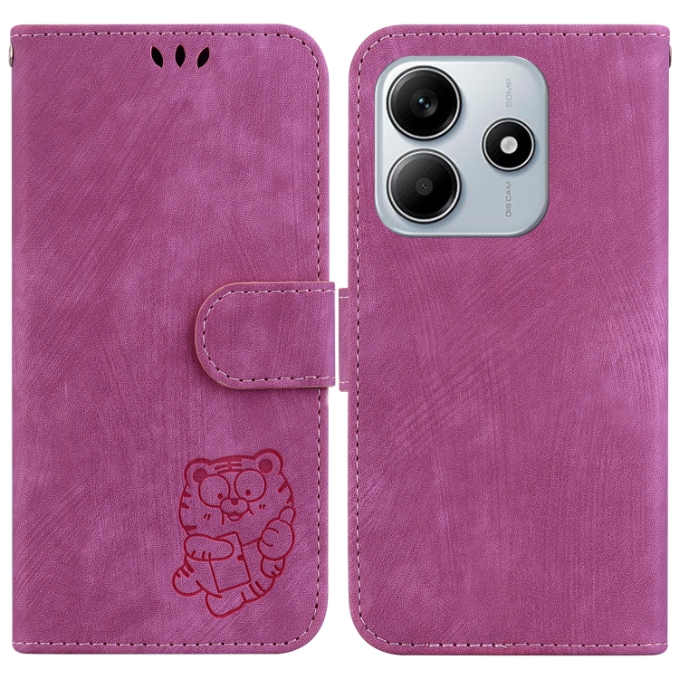 

For Redmi Note 14 5G Little Tiger Embossed Leather Phone Case(Rose Red)