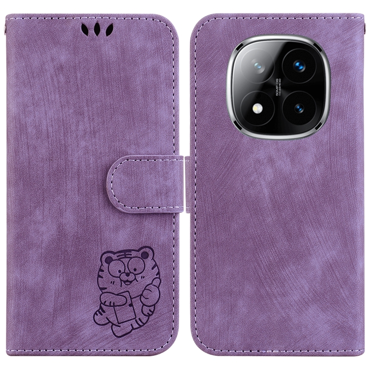 

For Redmi Note 14 Pro / Note 14 Pro+ 5G Little Tiger Embossed Leather Phone Case(Purple)