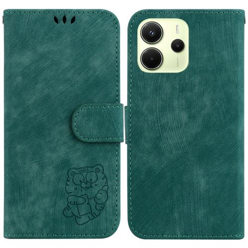 

For Redmi Note 14 4G 163.25mm Little Tiger Embossed Leather Phone Case(Green)