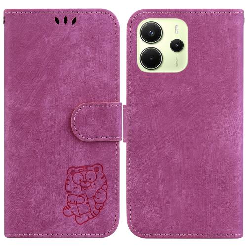 

For Redmi Note 14 4G 163.25mm Little Tiger Embossed Leather Phone Case(Rose Red)