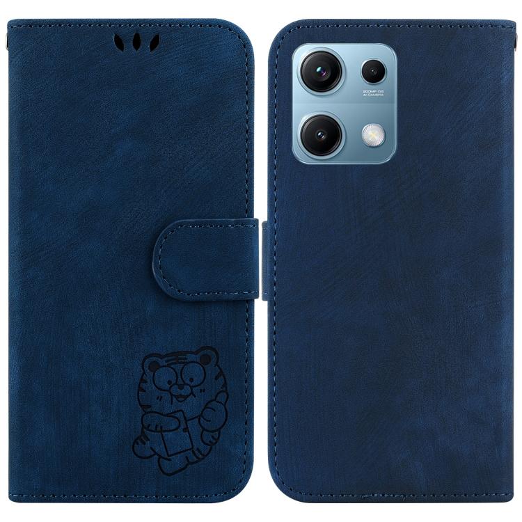 

For Redmi Note 14S 4G Little Tiger Embossed Leather Phone Case(Dark Blue)