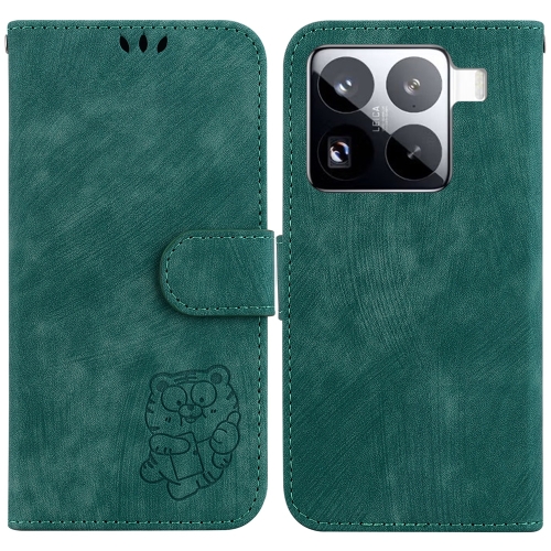 

For Xiaomi 15 Pro Little Tiger Embossed Leather Phone Case(Green)