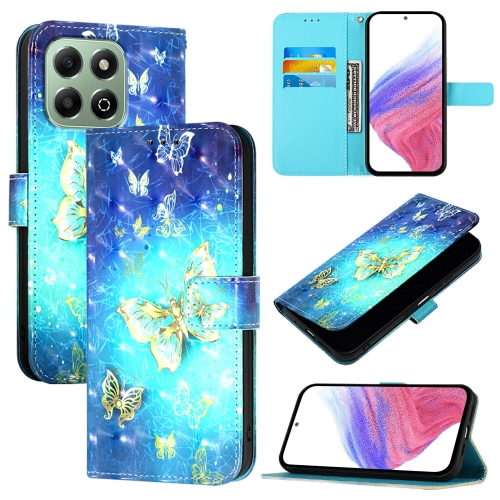 

For Honor X6b 3D Painting Horizontal Flip Leather Phone Case(Golden Butterfly)