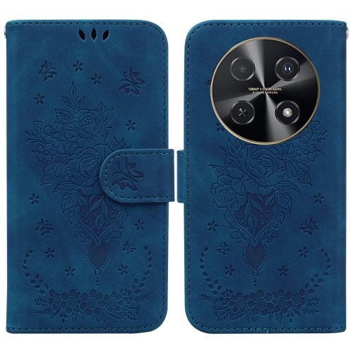 

For Huawei nova 12i Butterfly Rose Embossed Leather Phone Case(Blue)