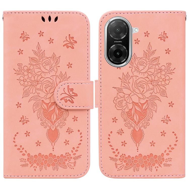 

For Redmi A5 4G 173.3mm Butterfly Rose Embossed Leather Phone Case(Pink)