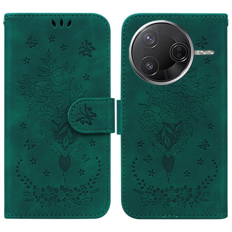 

For Redmi K80 / K80 Pro / Xiaomi Poco F7 Pro Butterfly Rose Embossed Leather Phone Case(Green)
