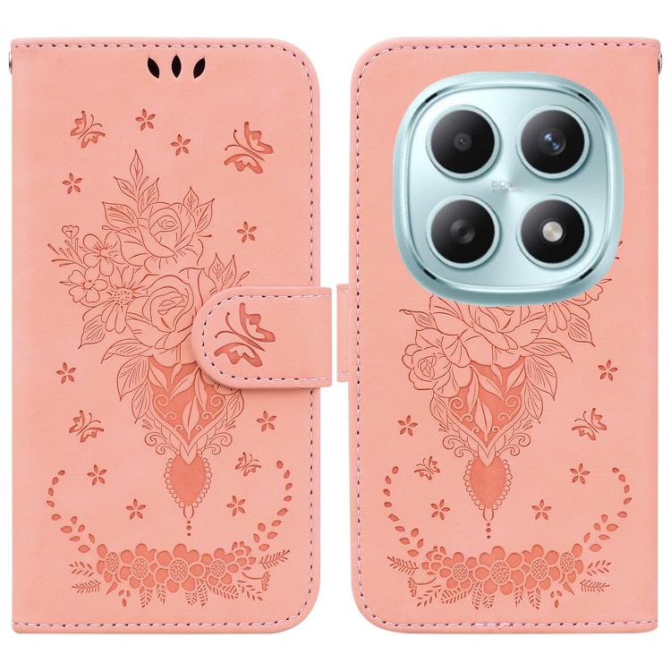 

For Redmi Note 15 4G / 5G Global 164mm / Poco M8 5G Butterfly Rose Embossed Leather Phone Case(Pink)