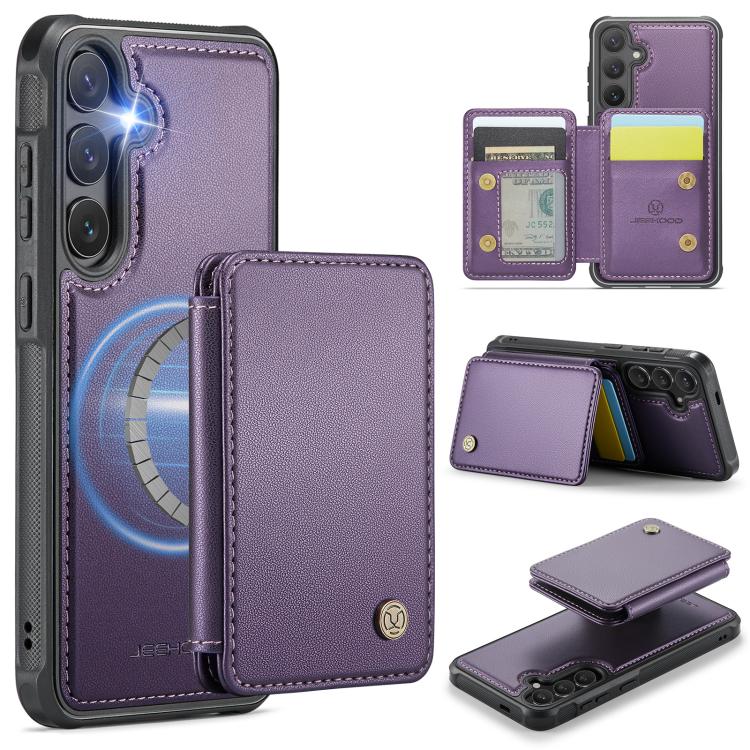 For Samsung Galaxy S26+ 5G JEEHOOD J05 Business Magnetic Style RFID Leather Phone Case(Purple)