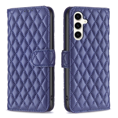 

For Samsung Galaxy M35 Diamond Lattice Wallet Flip Leather Phone Case(Blue)