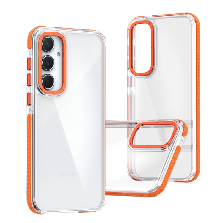 

For Samsung Galaxy A55 5G Dual-Color Clear Acrylic Hybrid TPU Phone Case(Orange)