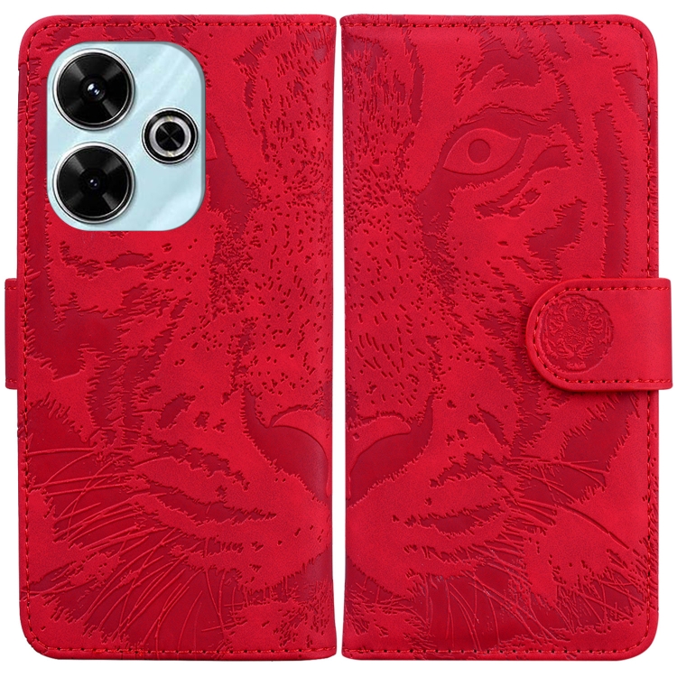 

For Redmi 13 4G Tiger Embossing Pattern Flip Leather Phone Case(Red)