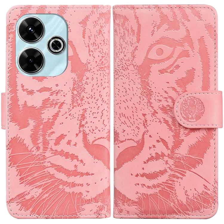 

For Redmi 13 4G Tiger Embossing Pattern Flip Leather Phone Case(Pink)