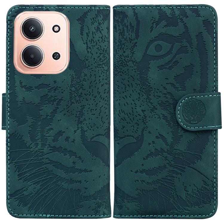 For Redmi 15C 5G / 4G EU 173mm / Poco C85 5G Tiger Embossing Pattern Flip Leather Phone Case(Green)