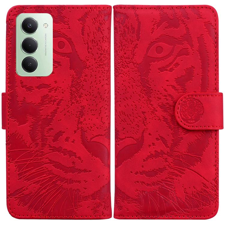 For Redmi 15 5G Global / 15 4G SEA 169.5mm Tiger Embossing Pattern Flip Leather Phone Case(Red)