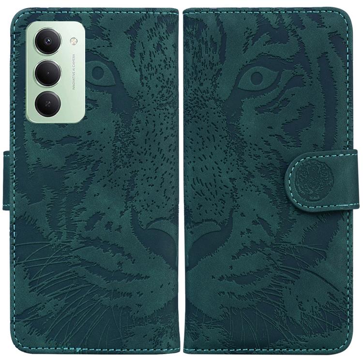 

For Redmi 15 5G Global / 15 4G SEA 169.5mm Tiger Embossing Pattern Flip Leather Phone Case(Green)