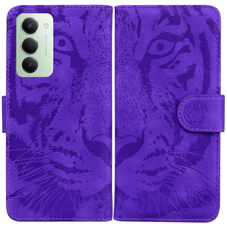 

For Redmi 15 5G Global / 15 4G SEA 169.5mm Tiger Embossing Pattern Flip Leather Phone Case(Purple)