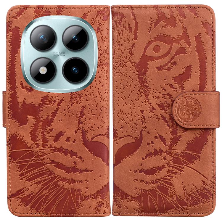 For Redmi Note 15 Pro+ 5G 163.3mm / Poco M8 Pro 5G Tiger Embossing Pattern Flip Leather Phone Case(Brown)