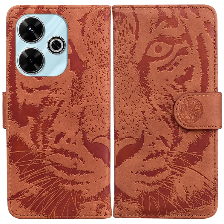 

For Xiaomi Poco M6 4G Tiger Embossing Pattern Flip Leather Phone Case(Brown)