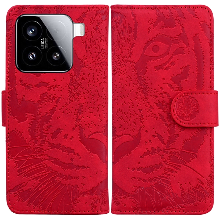 

For Xiaomi 15 Tiger Embossing Pattern Flip Leather Phone Case(Red)