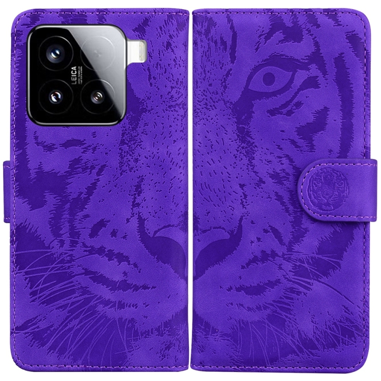 

For Xiaomi 15 Tiger Embossing Pattern Flip Leather Phone Case(Purple)