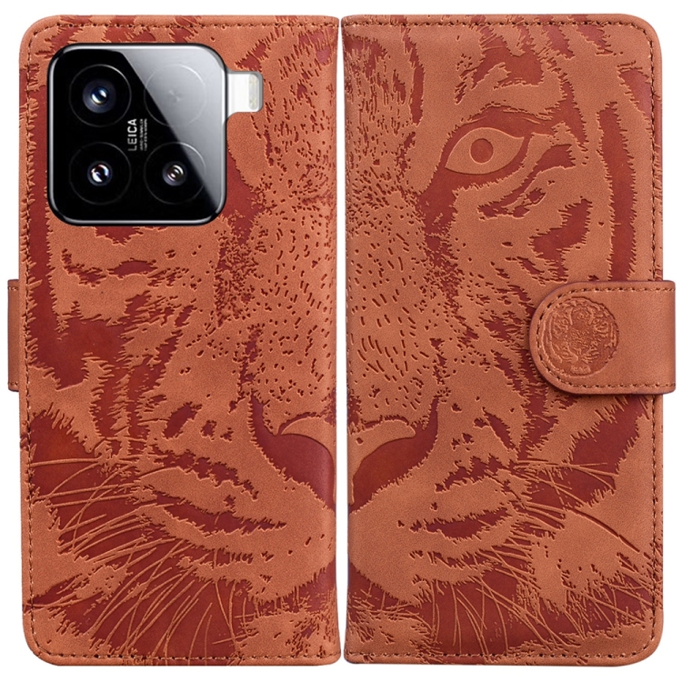 

For Xiaomi 15 Tiger Embossing Pattern Flip Leather Phone Case(Brown)