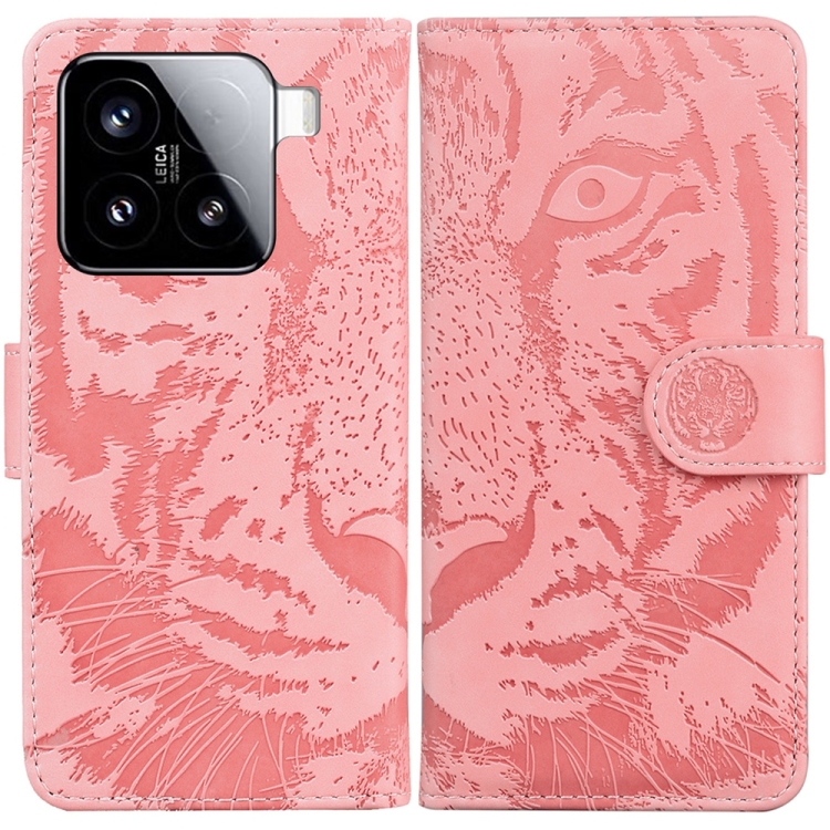 

For Xiaomi 15 Tiger Embossing Pattern Flip Leather Phone Case(Pink)