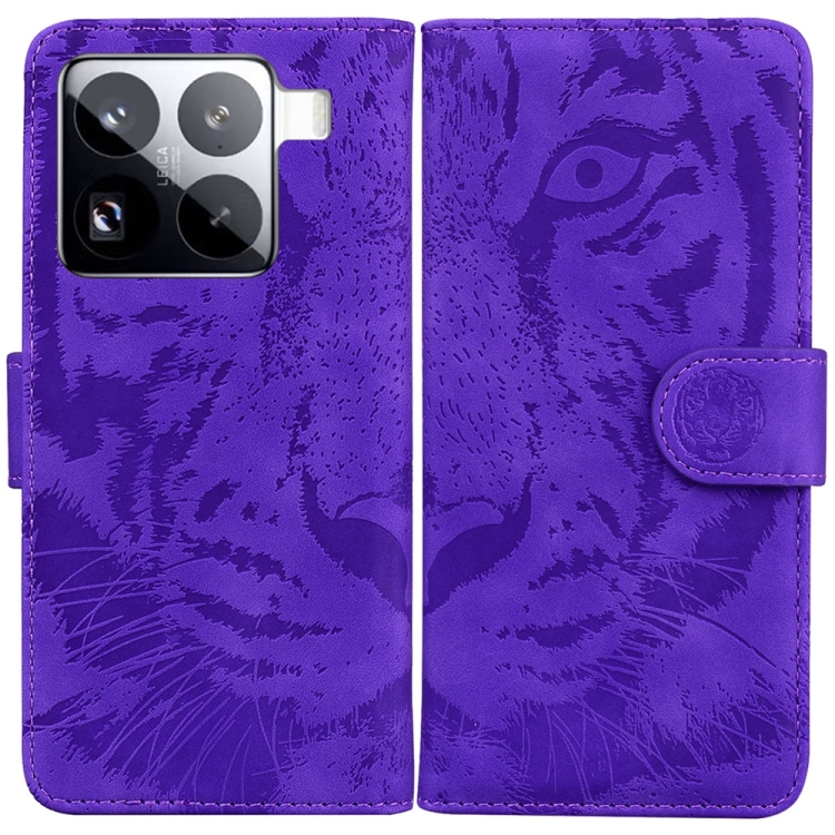 

For Xiaomi 15 Pro Tiger Embossing Pattern Flip Leather Phone Case(Purple)