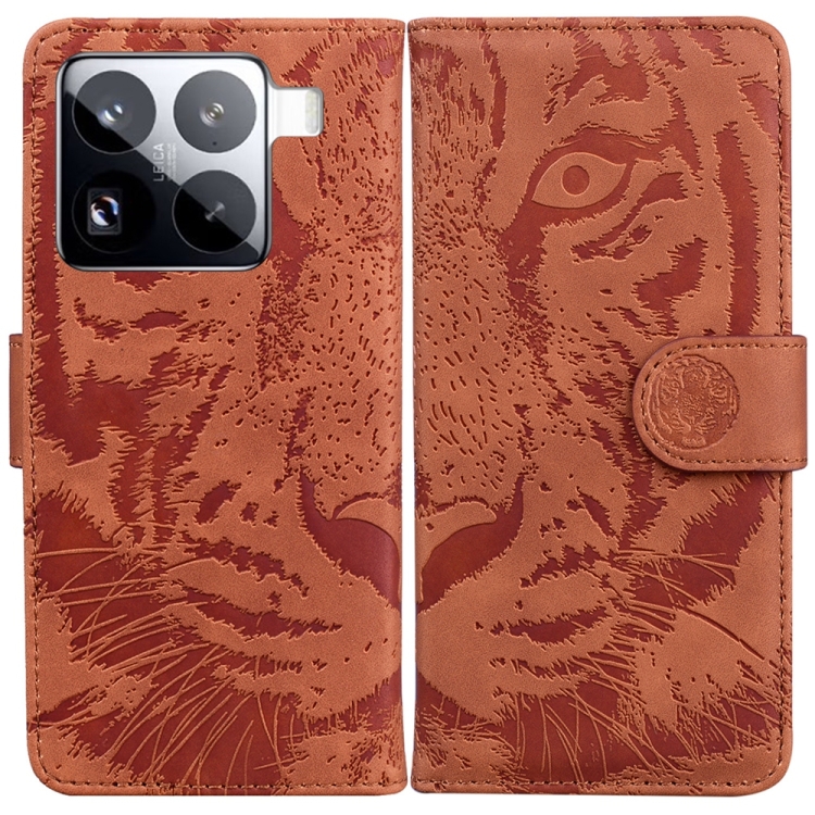 

For Xiaomi 15 Pro Tiger Embossing Pattern Flip Leather Phone Case(Brown)