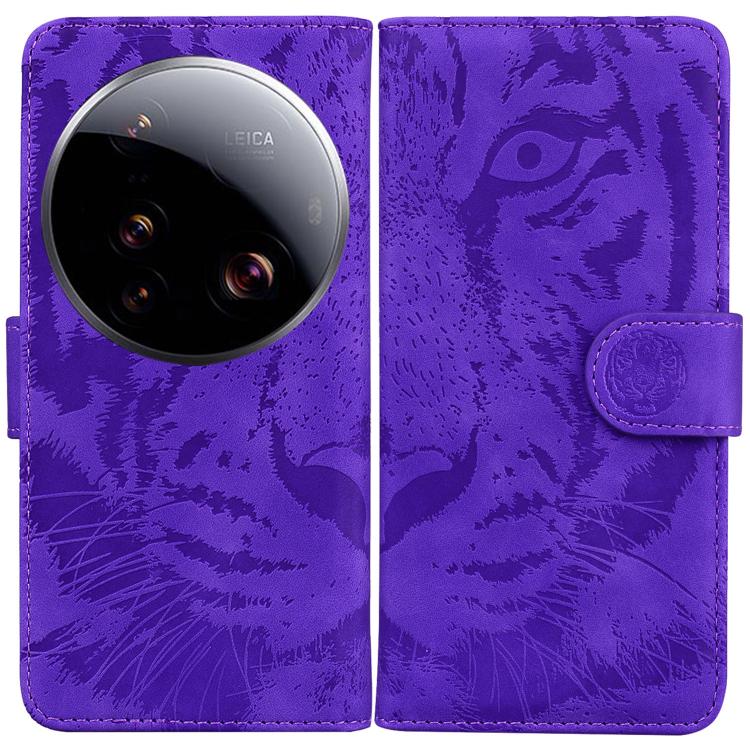 

For Xiaomi 15 Ultra Tiger Embossing Pattern Flip Leather Phone Case(Purple)