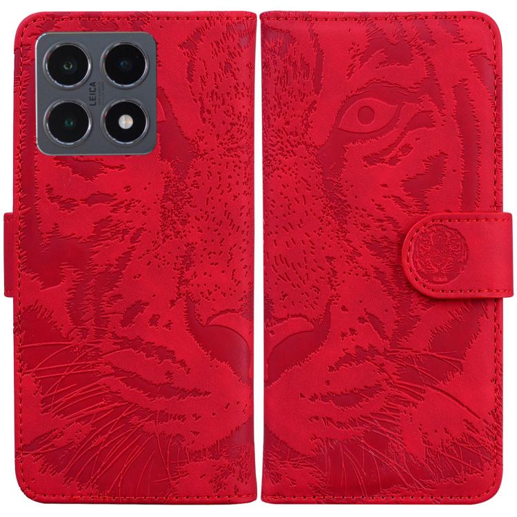 

For Xiaomi 15T 5G Tiger Embossing Pattern Flip Leather Phone Case(Red)
