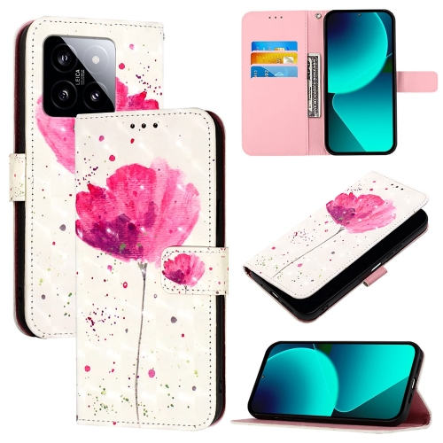 

For Xiaomi 14 3D Painting Horizontal Flip Leather Phone Case(Flower)