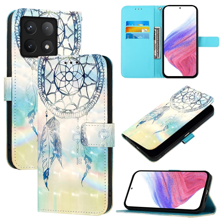 

For Xiaomi 14T Pro 3D Painting Horizontal Flip Leather Phone Case(Dream Wind Chimes)