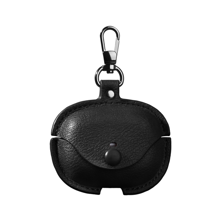 

For Redmi Buds 5 Pro / Buds 4 Pro Business Leather Earphone Protective Case with Hook(Black)