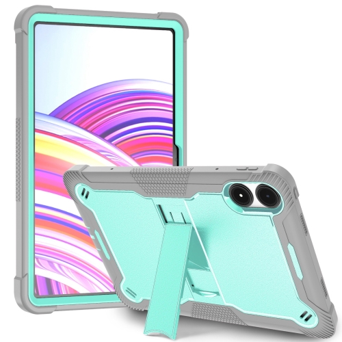 

For Xiaomi Redmi Pad Pro 12.1 Shockproof Silicone Hybrid PC Tablet Case with Holder(Mint Green + Grey)