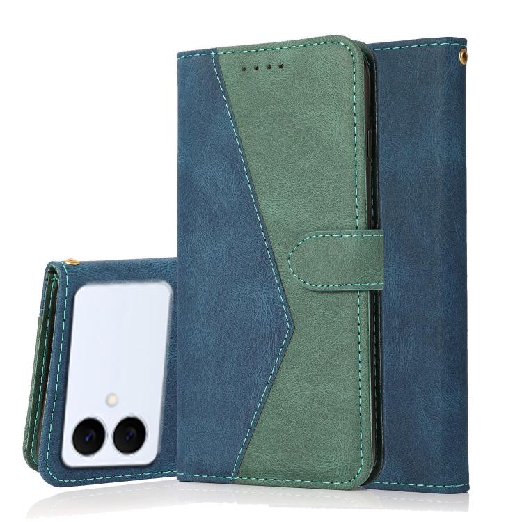 

For Samsung Galaxy S26 Edge 5G Dual-color Stitching Leather Phone Case(Blue Green)