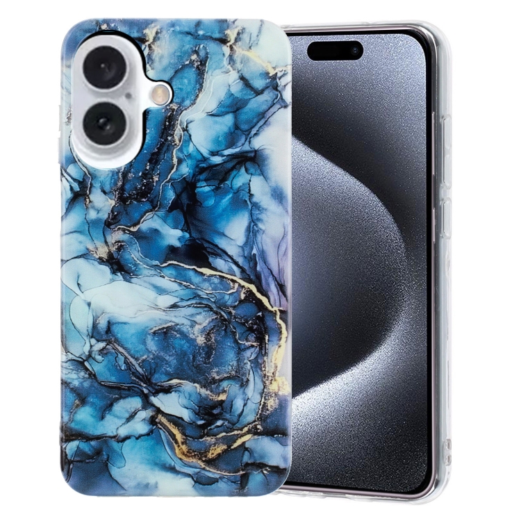 

For iPhone 16 IMD Marble TPU Phone Case(Grey)